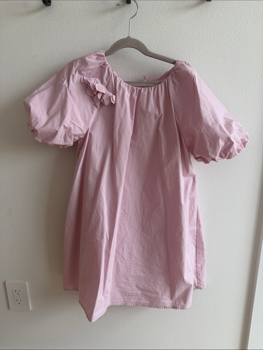 Zara Light Pink Puff Sleeve Dress with Ruffle Accent